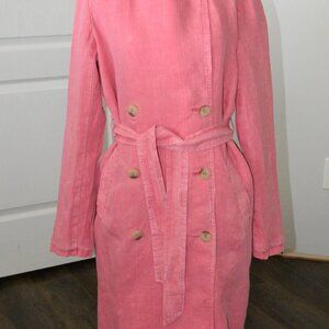 Sundance Gretchen Linen Trench Coat in Pink Women's size XS